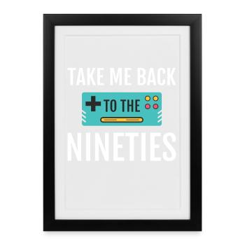 90s Party Disco Retro Revival Festival - Affiche encadrée (27 × 37 cm) - noir - Devant