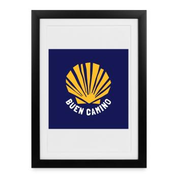Buen Camino | Camino de Santiago | Chemin de Saint-Jacques - Affiche encadrée (27 × 37 cm) - noir - Devant