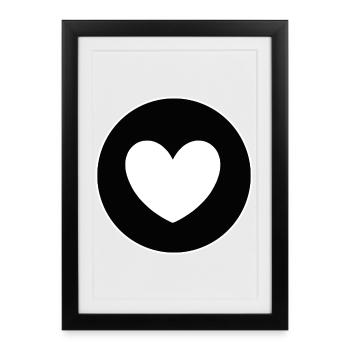 Cœur Noir & Blanc - Affiche encadrée (27 × 37 cm) - noir - Devant