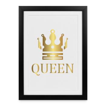 Couronne couronne le roi reine mariée de mariage JGA - Affiche encadrée (27 × 37 cm) - noir - Devant