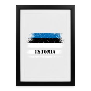 Estonia vintage flag - Framed poster (27 × 37 cm) - black - Front