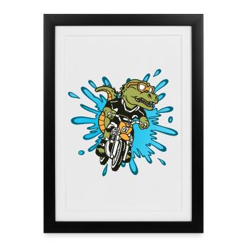 Motocross en alligator - Affiche encadrée (27 × 37 cm) - noir - Devant
