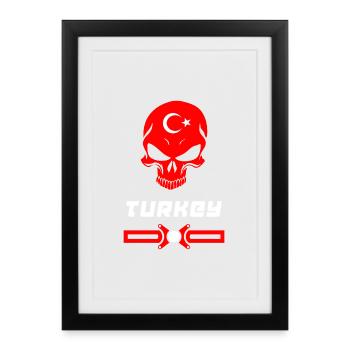 Conception de crâne de dinde - Affiche encadrée (27 × 37 cm) - noir - Devant