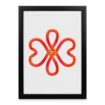 cordons rouges entrelacés en forme de cœur - Affiche encadrée (27 × 37 cm) - noir - Devant