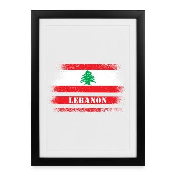 Liban drapeau vintage - Affiche encadrée (27 × 37 cm) - noir - Devant