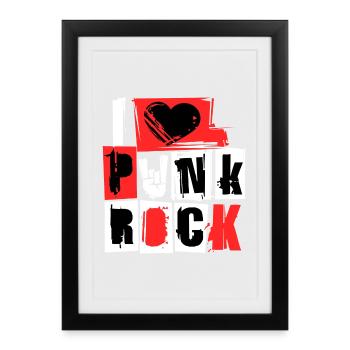 I love punk rock punk rock music hard rock metal - Framed poster (27 × 37 cm) - black - Front