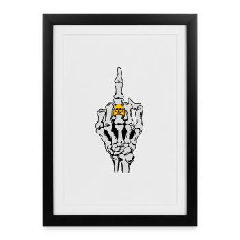 Skeleton Rocker Rock Musique Heavy Metal Hard Rock Cool - Affiche encadrée (27 × 37 cm) - noir - Devant