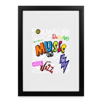 Festival de concert de rock rock hard rock punk hip hop - Affiche encadrée (27 × 37 cm) - noir - Devant