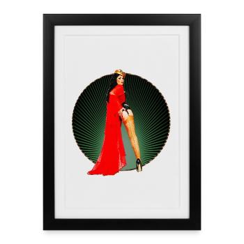 Pinup - Vintage Retro Burlesque Queen Art des années 50 - Affiche encadrée (27 × 37 cm) - noir - Devant