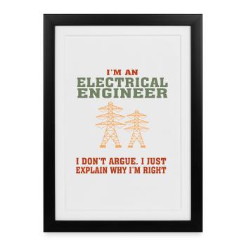 Bestseller Electrical Engineer Tshirt, Funny Quote - Framed poster (27 × 37 cm) - black - Front
