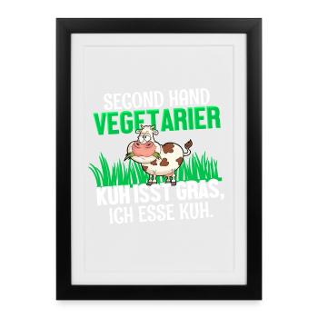 Fleisch Grillen Lustiger Spruch - Gerahmtes Poster (27 × 37 cm) - Schwarz - Vorne