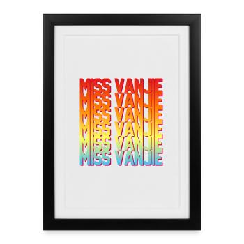 Miss Vanjie! Meme Rainbow Color Text - Framed poster (27 × 37 cm) - black - Front
