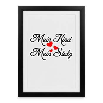 KInd Baby Eltern Familie Stolz Spruch - Gerahmtes Poster (27 × 37 cm) - Schwarz - Vorne