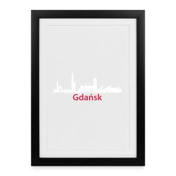 Gdansk Pologne Capitale Skyline Gdańsk Polska - Affiche encadrée (27 × 37 cm) - noir - Devant