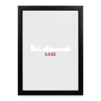 Lodz Pologne Capitale Skyline Łódź Polska - Affiche encadrée (27 × 37 cm) - noir - Devant