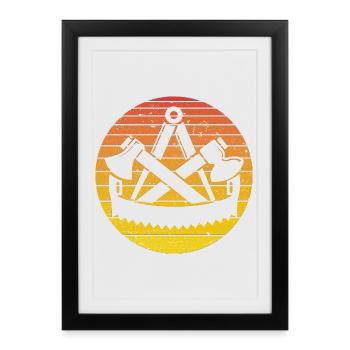 Artisan charpentier vintage rétro rouge - Affiche encadrée (27 × 37 cm) - noir - Devant