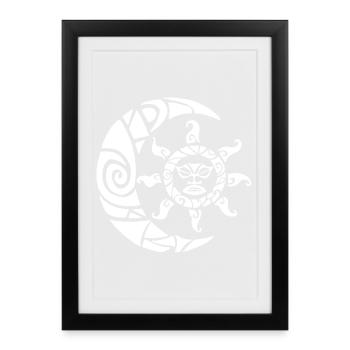 Lune, soleil et nature (blanc) - Affiche encadrée (27 × 37 cm) - noir - Devant