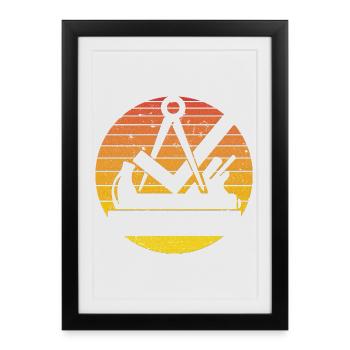Rétro vintage charpentier charpentier artisan rouge - Affiche encadrée (27 × 37 cm) - noir - Devant
