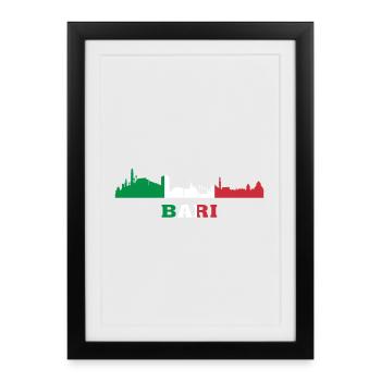 Bari City Skyline Italie Landmark, Bari Italia - Affiche encadrée (27 × 37 cm) - noir - Devant