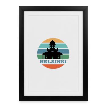 Helsinki City Skyline Finland Landmark - Framed poster (27 × 37 cm) - black - Front