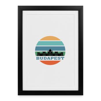 Budapest City Skyline Hongrie Landmark - Affiche encadrée (27 × 37 cm) - noir - Devant