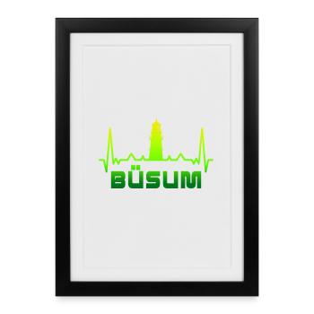 Conception du phare Büsum / idée cadeau - Affiche encadrée (27 × 37 cm) - noir - Devant