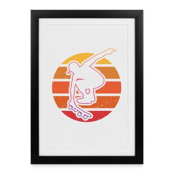 Skateur - Affiche encadrée (27 × 37 cm) - noir - Devant