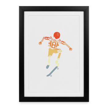 Skateur - Affiche encadrée (27 × 37 cm) - noir - Devant