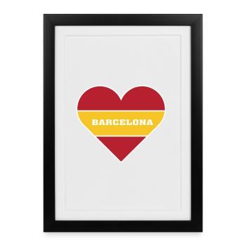 Barcelona Spain Flag Love Barcelona España - Framed poster (27 × 37 cm) - black - Front