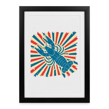 Lobster in the Sun Wheel Retro - Framed poster (27 × 37 cm) - black - Front