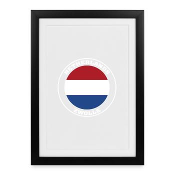 Drapeau Zwolle Pays-Bas Zwolle Hollande - Affiche encadrée (27 × 37 cm) - noir - Devant