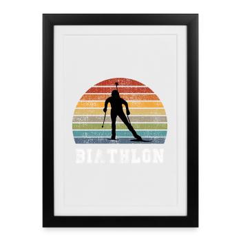 Design vintage biathlon / idée cadeau - Affiche encadrée (27 × 37 cm) - noir - Devant