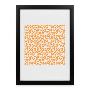 Leopard Pattern Pattern in Orange on Black - Framed poster (27 × 37 cm) - black - Front