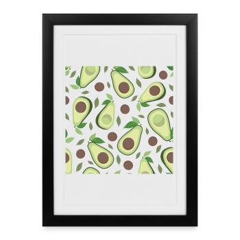 Eggplant and avocado pattern - Framed poster (27 × 37 cm) - black - Front