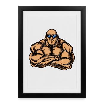 Gym bodybuilder muscle man building muscle - Framed poster (27 × 37 cm) - black - Front
