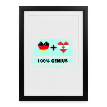 Allemagne et Liban 100 % Genial / Cadeau - Affiche encadrée (27 × 37 cm) - noir - Devant