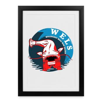 Pêche Poisson-chat WALLERGRIFF DOIT FAIRE L’EXPÉRIENCE DE L’HOMME - Affiche encadrée (27 × 37 cm) - noir - Devant