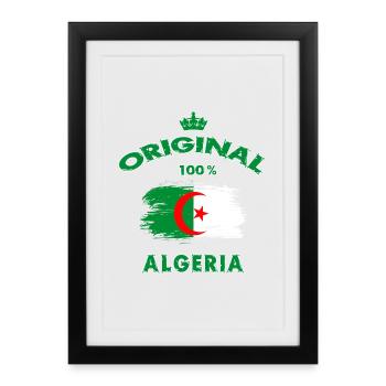 Algeria original 100% / gift national flag - Framed poster (27 × 37 cm) - black - Front