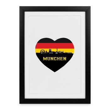 Munich Germany Skyline München German Flag - Framed poster (27 × 37 cm) - black - Front