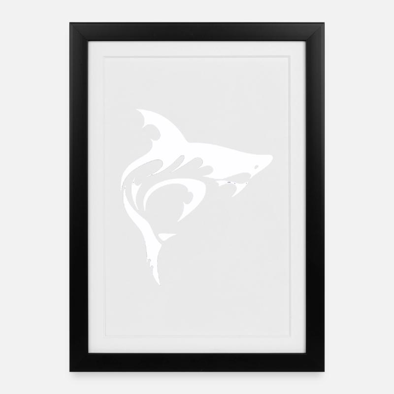 Requin - Affiche encadrée (27 × 37 cm) - noir
