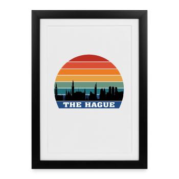 La Haye Skyline Silhouette Souvenir Pays-Bas - Affiche encadrée (27 × 37 cm) - noir - Devant