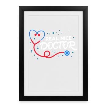 Docteur Médecin spécialiste Interne Médecin d’urgence Profession - Affiche encadrée (27 × 37 cm) - noir - Devant