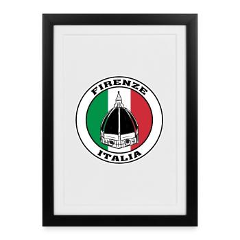 Firenze Italia Reiseaufkleber Italienische Flagge Florenc - Gerahmtes Poster (27 × 37 cm) - Schwarz - Vorne
