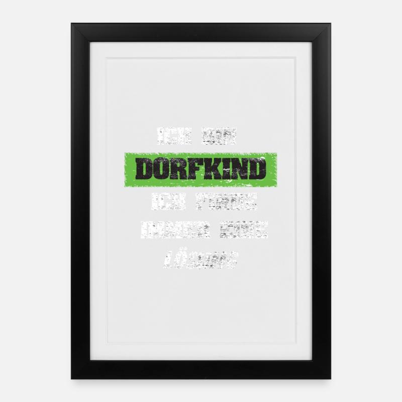Ich bin Dorfkind Ich finde immer eine Lösung - Gerahmtes Poster (27 × 37 cm) - Schwarz