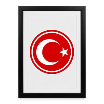 Drapeau de la Turquie rond - Affiche encadrée (27 × 37 cm) - noir - Devant