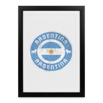 Design vintage de l'Argentine avec drapeau / cadeau - Affiche encadrée (27 × 37 cm) - noir - Devant