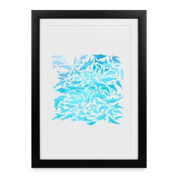 Conception d'habitants de la mer avec poisson / idée cadeau - Affiche encadrée (27 × 37 cm) - noir - Devant