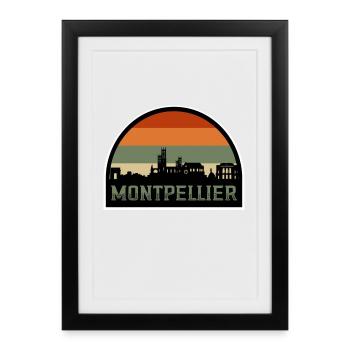 Montpellier France Skyline Silhouette French Flag - Framed poster (27 × 37 cm) - black - Front