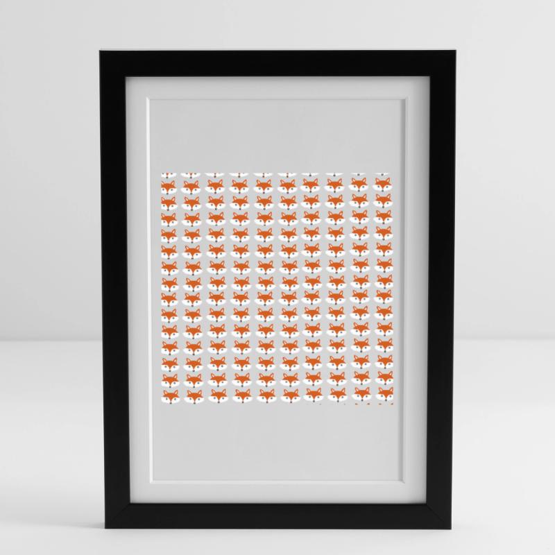 Fox head pattern, children's pattern Framed poster (27 × 37 cm)