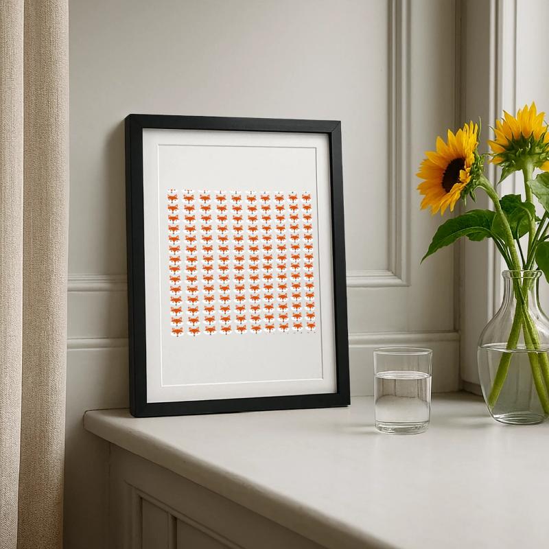 Fox head pattern, children's pattern Framed poster (27 × 37 cm)